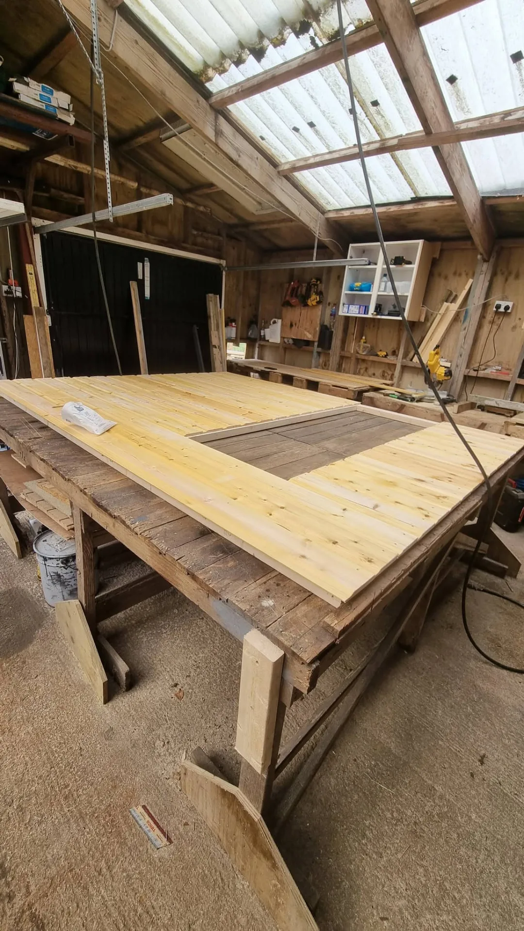Timber building being handmade in the workshop